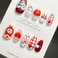 Reusable Good Luck Apple Kitty Cat | Premium Press on Nails Gel Manicure | Fake Nails | Handmade | Artificial nails YR765