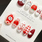 Reusable Good Luck Apple Kitty Cat | Premium Press on Nails Gel Manicure | Fake Nails | Handmade | Artificial nails YR765