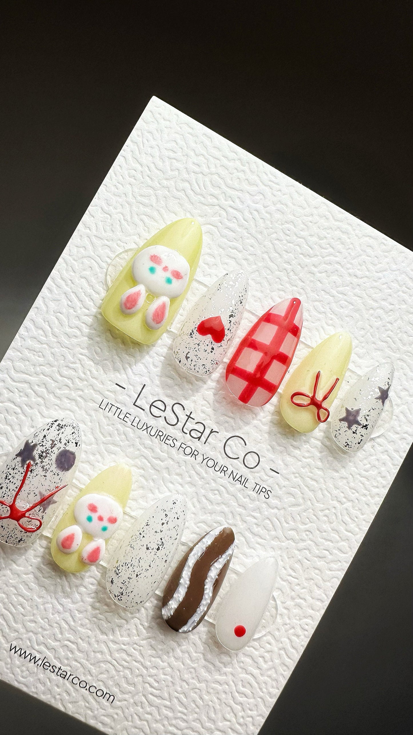 Reusable 3D Cute Bunny Ribbon | Premium Press on Nails Gel Manicure | Fake Nails | Handmade | Artificial nails YR768