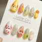 Reusable Playful Bunny Bear Frends| Premium Press on Nails Gel Hand Painted Pressons Customizable Gel Nail Artist faux nails YR775