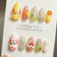 Reusable Playful Bunny Bear Frends| Premium Press on Nails Gel Hand Painted Pressons Customizable Gel Nail Artist faux nails YR775