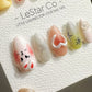 Reusable Playful Bunny Bear Frends| Premium Press on Nails Gel Hand Painted Pressons Customizable Gel Nail Artist faux nails YR775