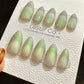 Reusable Green Iridescent Dream | Premium Press on Nails Gel Hand Painted Pressons Customizable Gel Nail Artist faux nails ML803