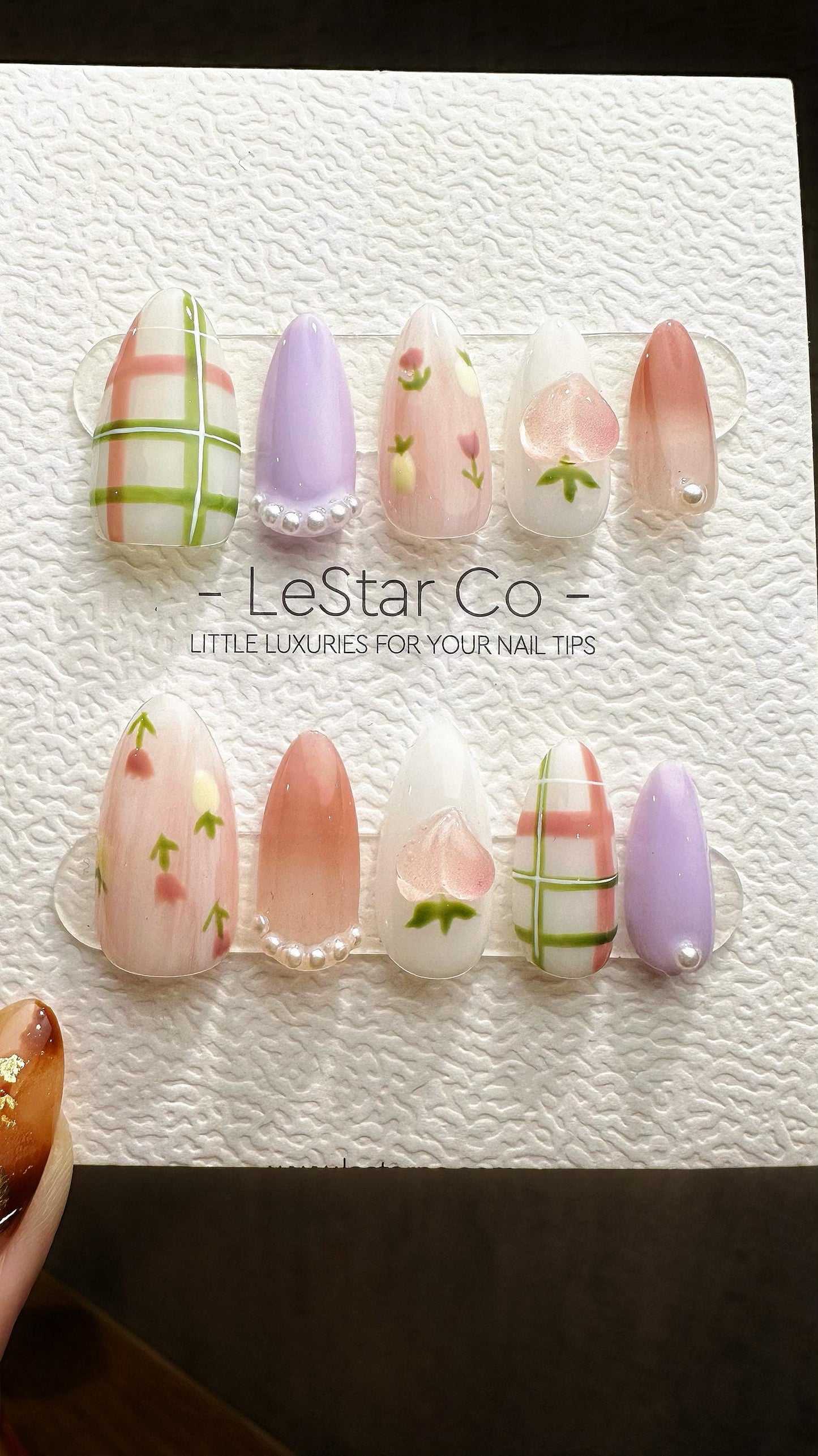 Reusable Sweet Spring| Premium Press on Nails Gel Hand Painted Pressons Customizable Gel Nail Artist faux nails TMR811