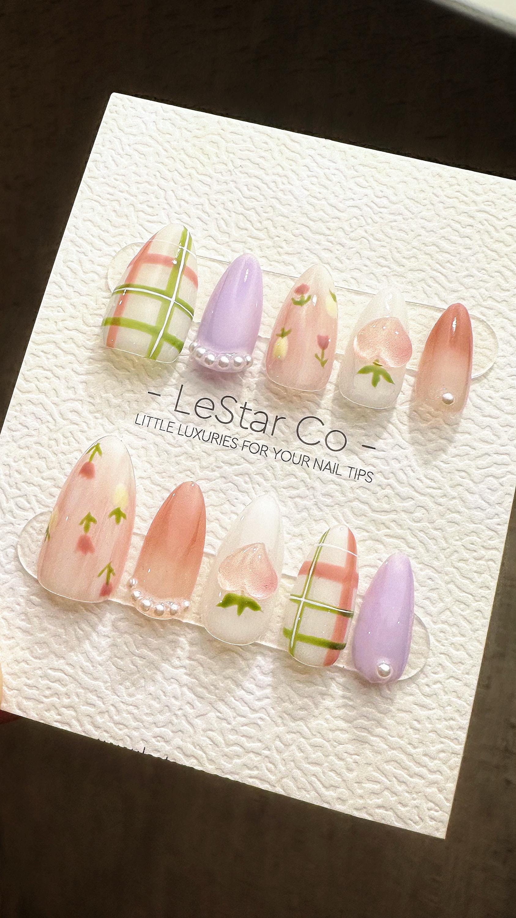 Reusable Sweet Spring| Premium Press on Nails Gel Hand Painted Pressons Customizable Gel Nail Artist faux nails TMR811