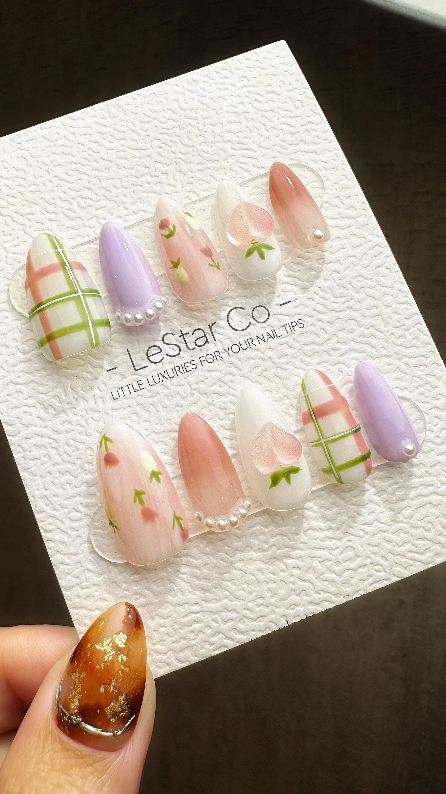 Reusable Sweet Spring| Premium Press on Nails Gel Hand Painted Pressons Customizable Gel Nail Artist faux nails TMR811