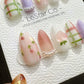 Reusable Sweet Spring| Premium Press on Nails Gel Hand Painted Pressons Customizable Gel Nail Artist faux nails TMR811