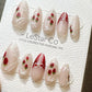 Reusable Pearl Rose Cat Eye Effect | Premium Press on Nails Gel Hand Painted Pressons Customizable Gel Nail Artist faux nails TMR814