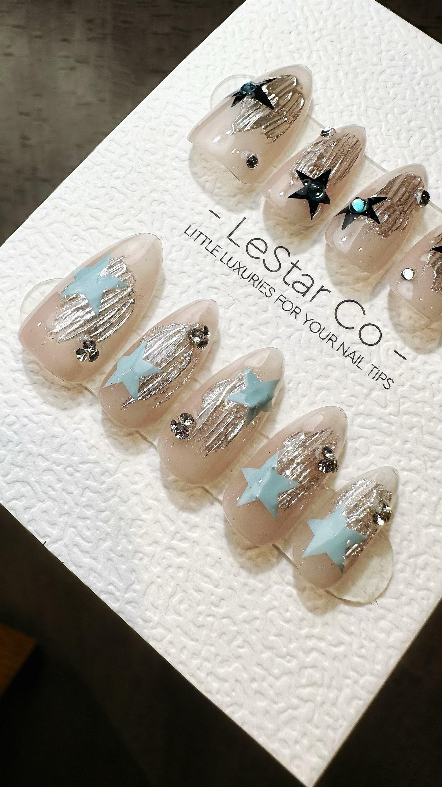 Reusable Stellar Nightscape| Premium Press on Nails Gel Hand Painted Pressons Customizable Gel Nail Artist faux nails TMR817