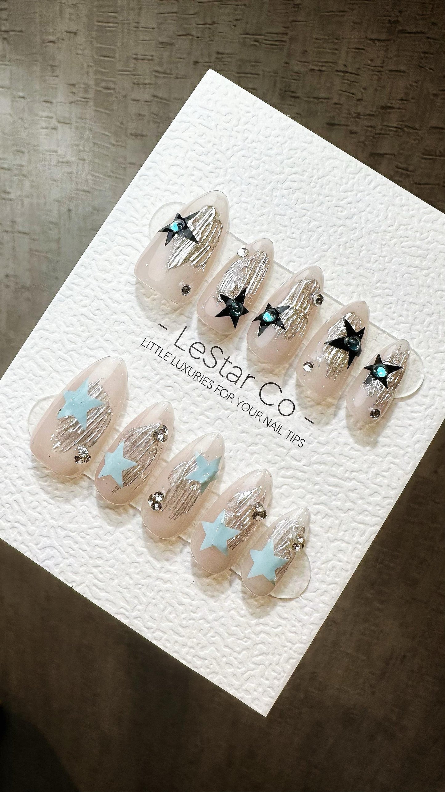 Reusable Stellar Nightscape| Premium Press on Nails Gel Hand Painted Pressons Customizable Gel Nail Artist faux nails TMR817