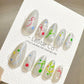 Reusable Glittering Doodles Cat Eye Effect| Premium Press on Nails Gel Hand Painted Pressons Customizable Gel Nail faux nails YR779