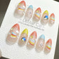 Reusable Rainbow Dreams French Tip| Premium Press on Nails Gel Hand Painted Pressons Customizable Gel Nail Artist faux nails ML799