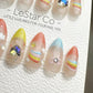 Reusable Rainbow Dreams French Tip| Premium Press on Nails Gel Hand Painted Pressons Customizable Gel Nail Artist faux nails ML799