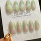 Reusable Green Iridescent Dream | Premium Press on Nails Gel Hand Painted Pressons Customizable Gel Nail Artist faux nails ML803