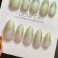 Reusable Green Iridescent Dream | Premium Press on Nails Gel Hand Painted Pressons Customizable Gel Nail Artist faux nails ML803