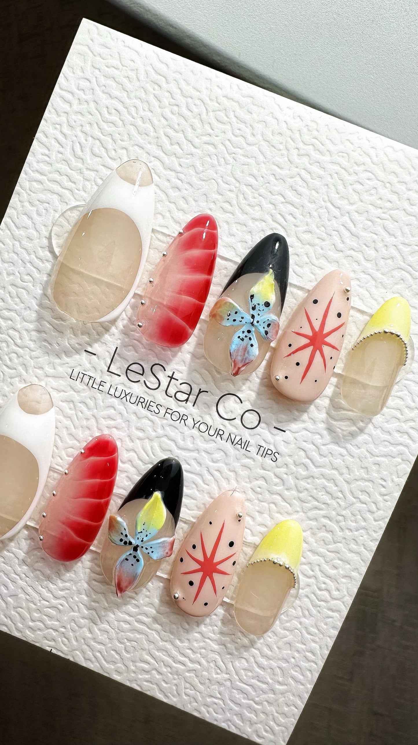 Reusable Tropical Floral | Premium Press on Nails Gel Hand Painted Pressons Customizable Gel Nail Artist faux nails ML808