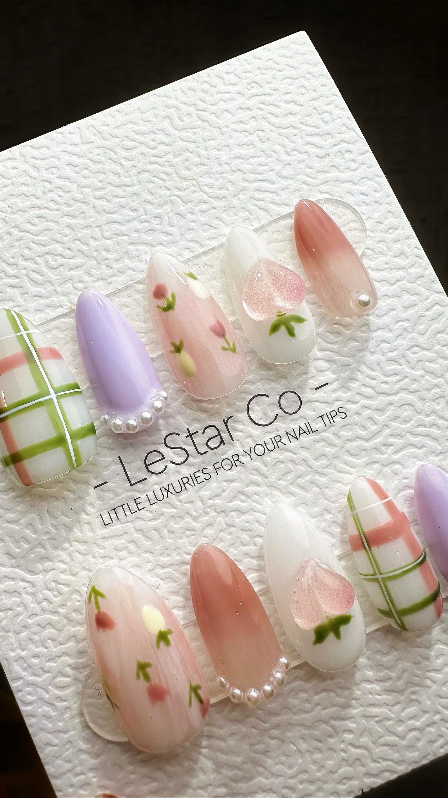 Reusable Sweet Spring| Premium Press on Nails Gel Hand Painted Pressons Customizable Gel Nail Artist faux nails TMR811