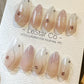 Reusable Rose Quartz| Premium Press on Nails Gel Hand Painted Pressons Customizable Gel Nail Artist faux nails TMR812