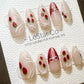 Reusable Pearl Rose Cat Eye Effect | Premium Press on Nails Gel Hand Painted Pressons Customizable Gel Nail Artist faux nails TMR814