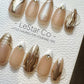 Reusable Golden Mirage| Premium Press on Nails Gel Hand Painted Pressons Customizable Gel Nail Artist faux nails TMR816