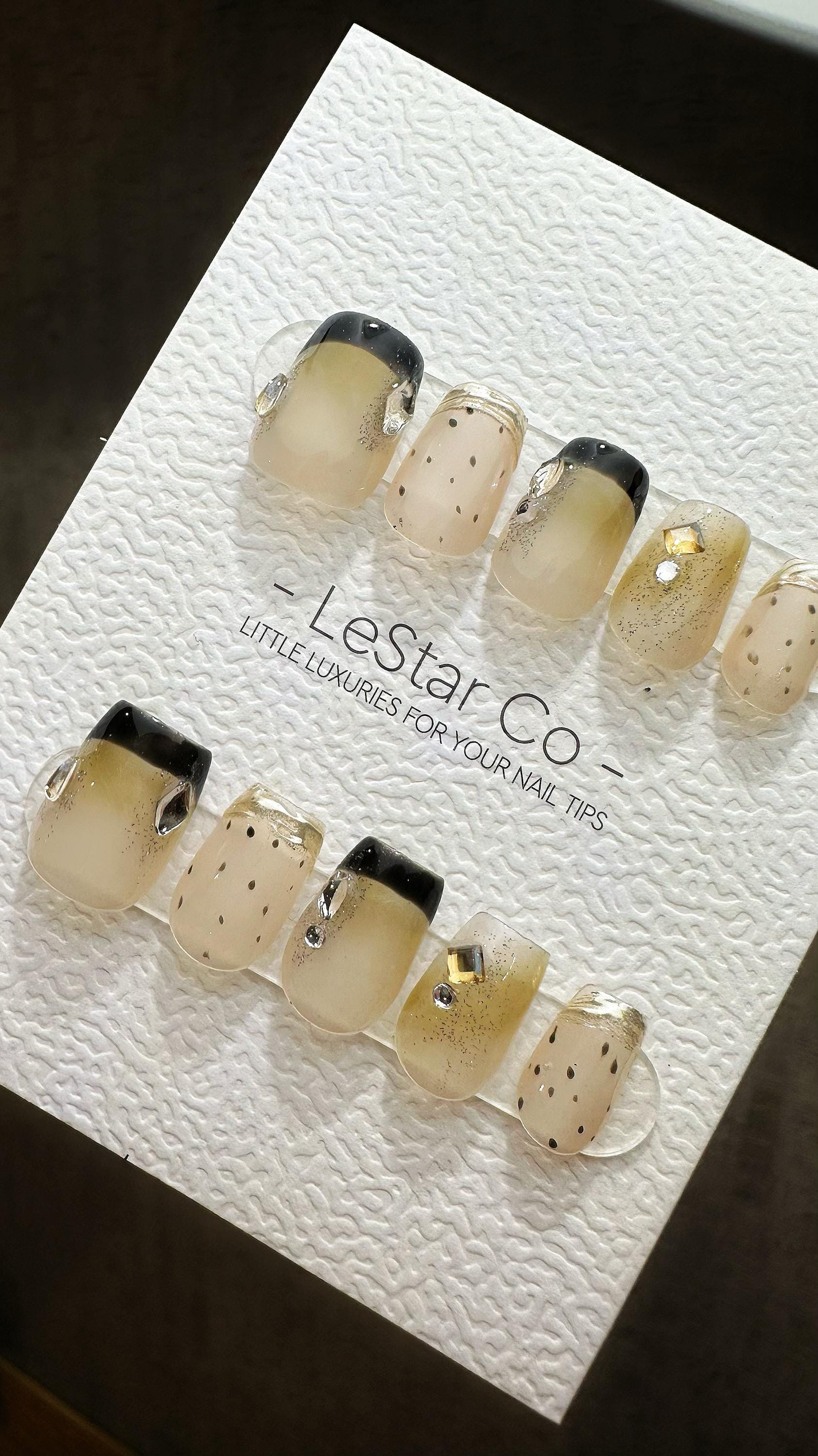 Reusable Mocha Ombre French Tip| Premium Press on Nails Gel Hand Painted Pressons Customizable Gel Nail Artist faux nails TMR818