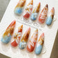 Reusable Coastal Sunrise| Premium Press on Nails Gel Hand Painted Pressons Customizable Gel Nail Artist faux nails WY824