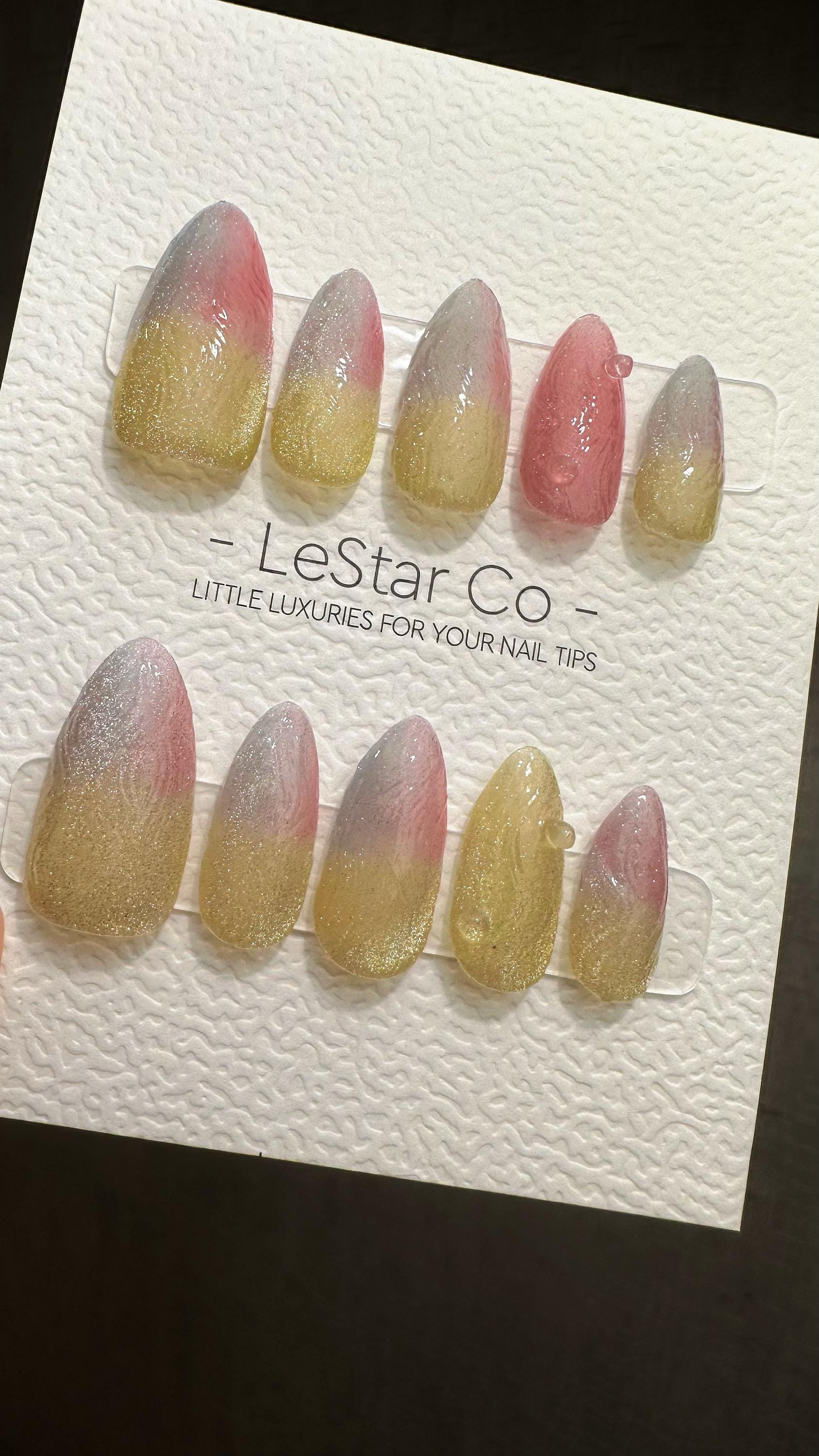 Reusable Twilight Rose Gala Cat Eye Effect| Premium Press on Nails Gel | Fake Nails | Cute Fun Colorful Gel Nail Artist TMR826