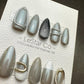 Reusable 3D Moonlit Charcoal Metallic Grey | Premium Press on Nails Gel | Fake Nails | Cute Fun Colorful Gel Nail Artist faux nails TMR827