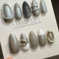 Reusable 3D Moonlit Charcoal Metallic Grey | Premium Press on Nails Gel | Fake Nails | Cute Fun Colorful Gel Nail Artist faux nails TMR827