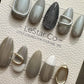 Reusable 3D Moonlit Charcoal Metallic Grey | Premium Press on Nails Gel | Fake Nails | Cute Fun Colorful Gel Nail Artist faux nails TMR827