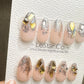 Reusable Golden Mirage| Premium Press on Nails Gel | Fake Nails | Cute Fun Colorful Gel Nail Artist ML835