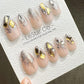 Reusable Golden Mirage| Premium Press on Nails Gel | Fake Nails | Cute Fun Colorful Gel Nail Artist ML835