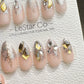 Reusable Golden Mirage| Premium Press on Nails Gel | Fake Nails | Cute Fun Colorful Gel Nail Artist ML835