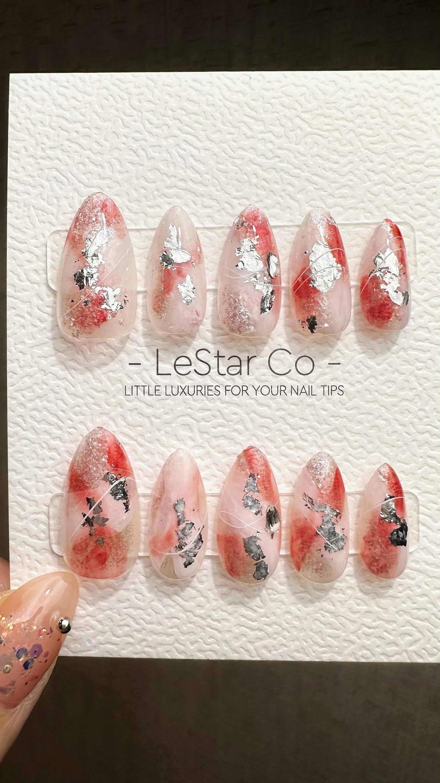 Reusable Metallic Dawn Petals| Premium Press on Nails Gel | Fake Nails | Cute Fun Colorful Gel Nail Artist ML837