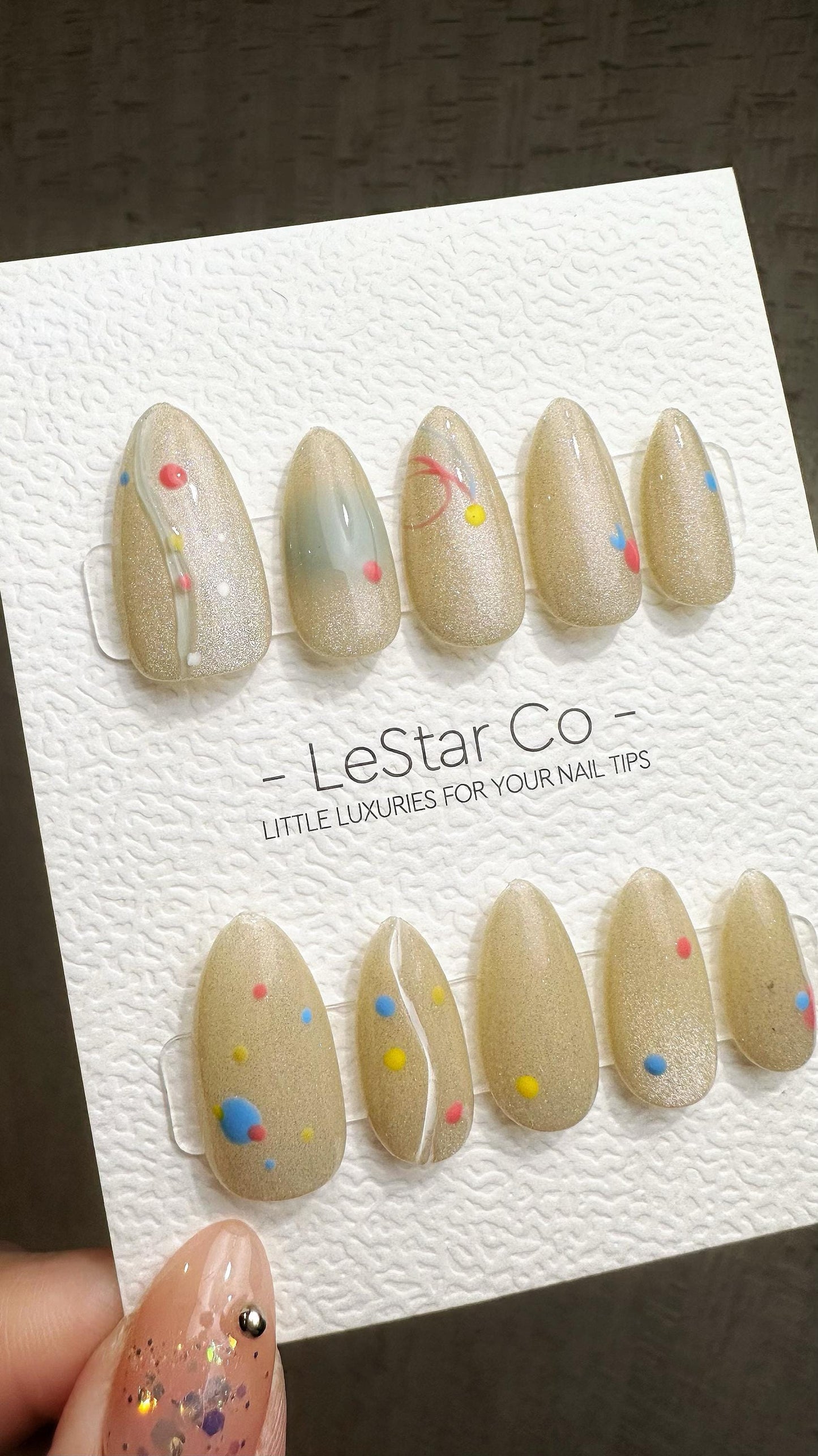 Reusable Pastel Droplets| Premium Press on Nails Gel | Fake Nails | Cute Fun Colorful Gel Nail Artist ML838