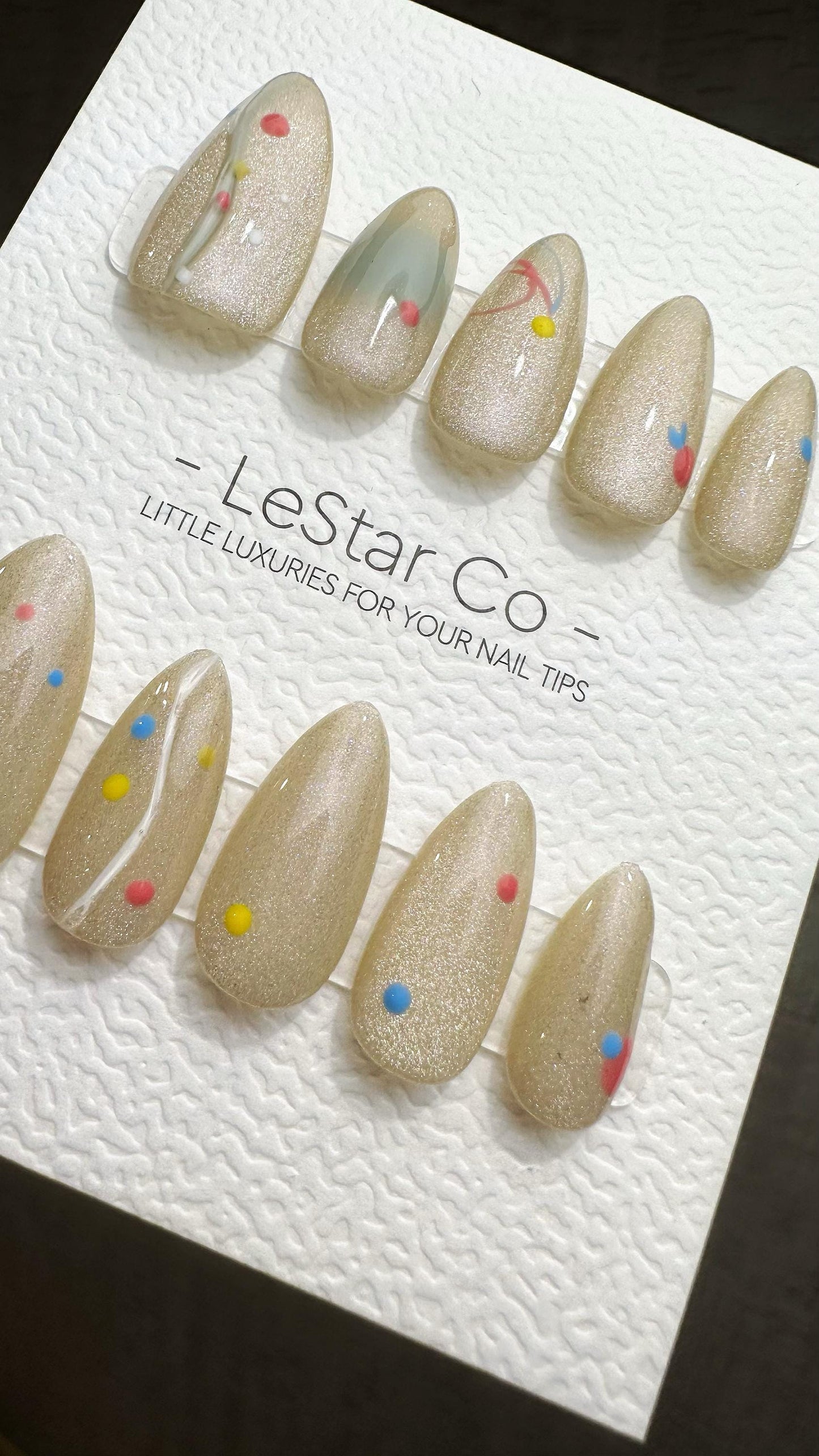 Reusable Pastel Droplets| Premium Press on Nails Gel | Fake Nails | Cute Fun Colorful Gel Nail Artist ML838