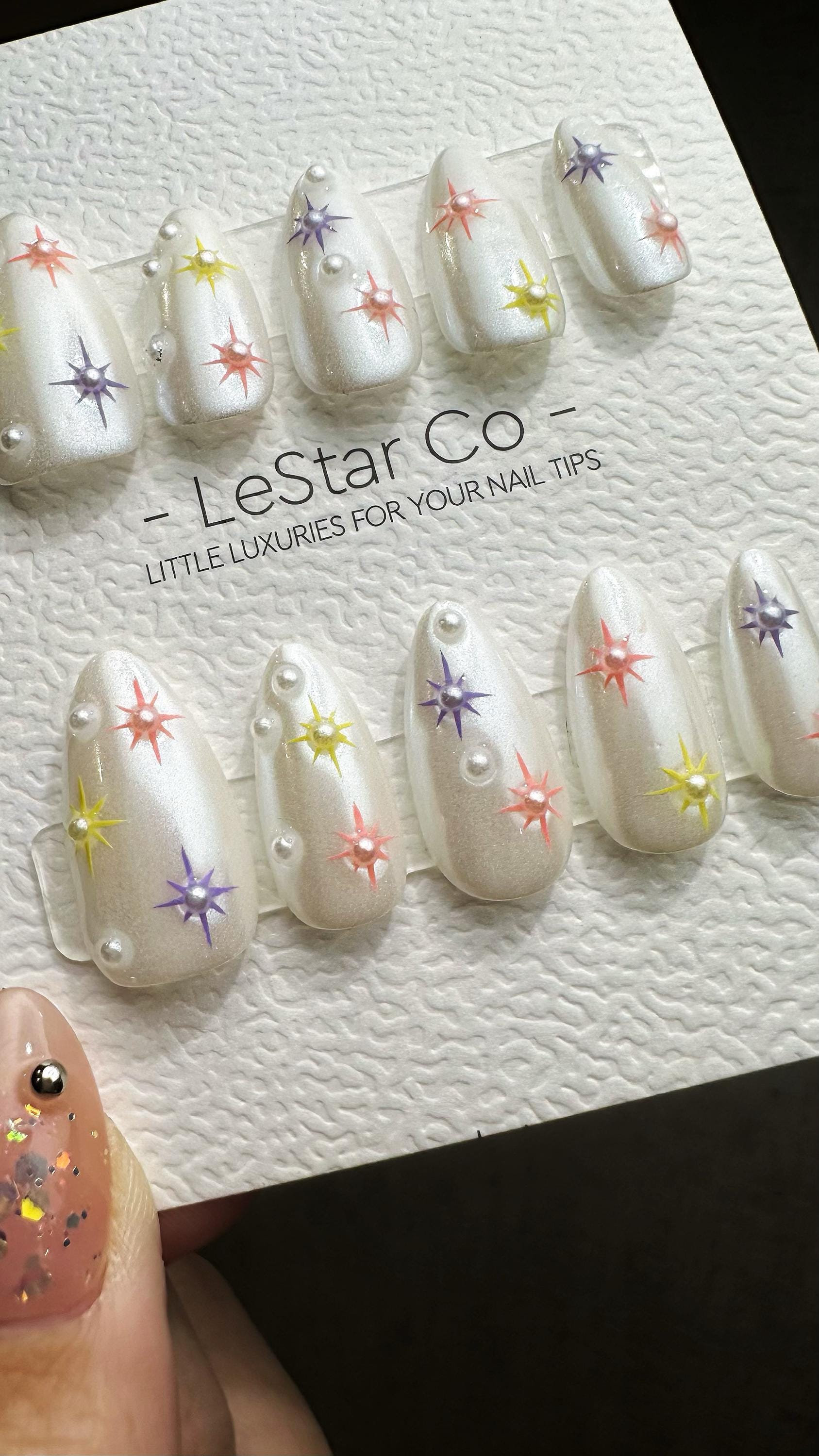 Reusable Stardust Serenade| Premium Press on Nails Gel | Fake Nails | Cute Fun Colorful Gel Nail Artist ML839