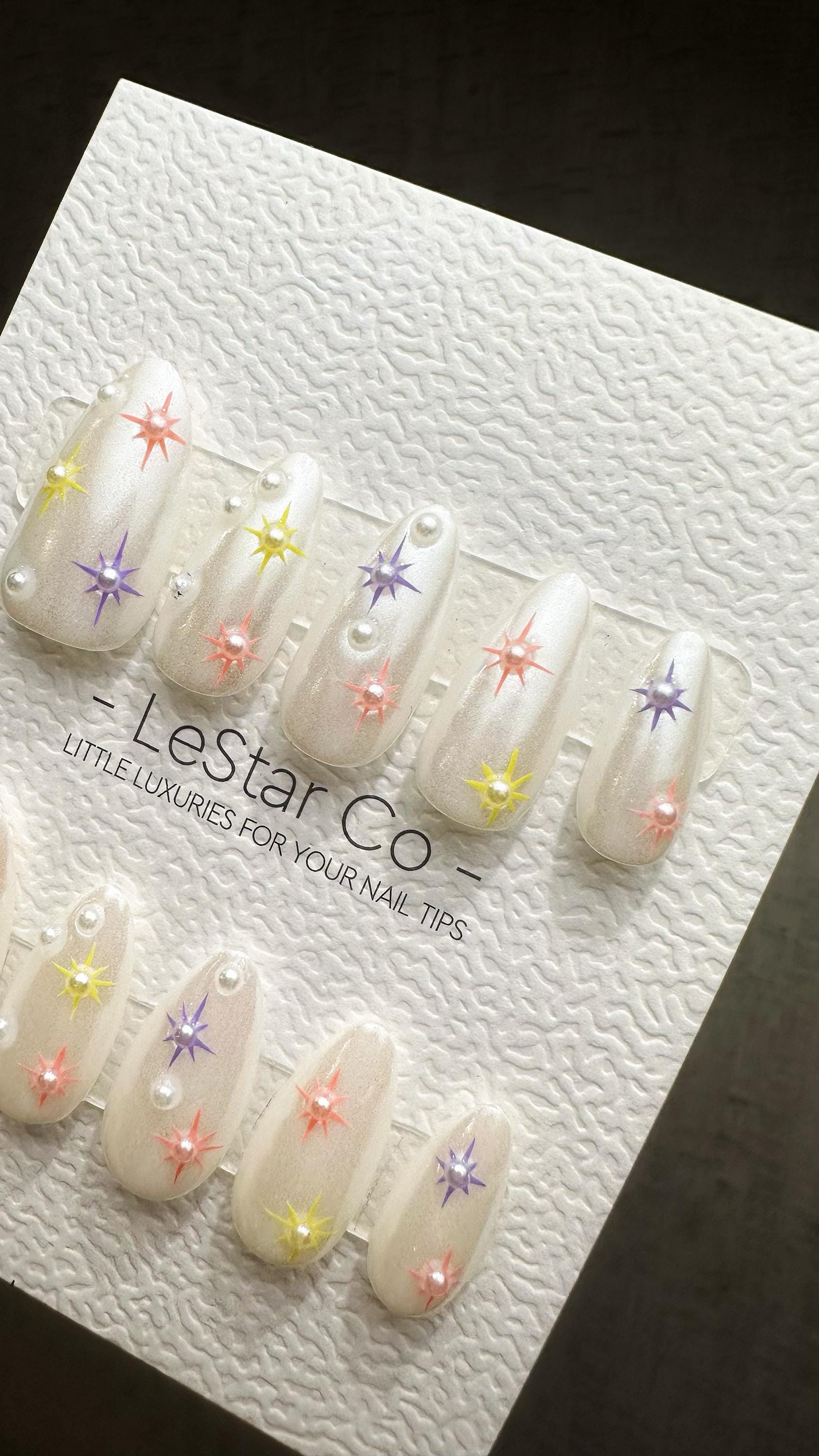 Reusable Stardust Serenade| Premium Press on Nails Gel | Fake Nails | Cute Fun Colorful Gel Nail Artist ML839