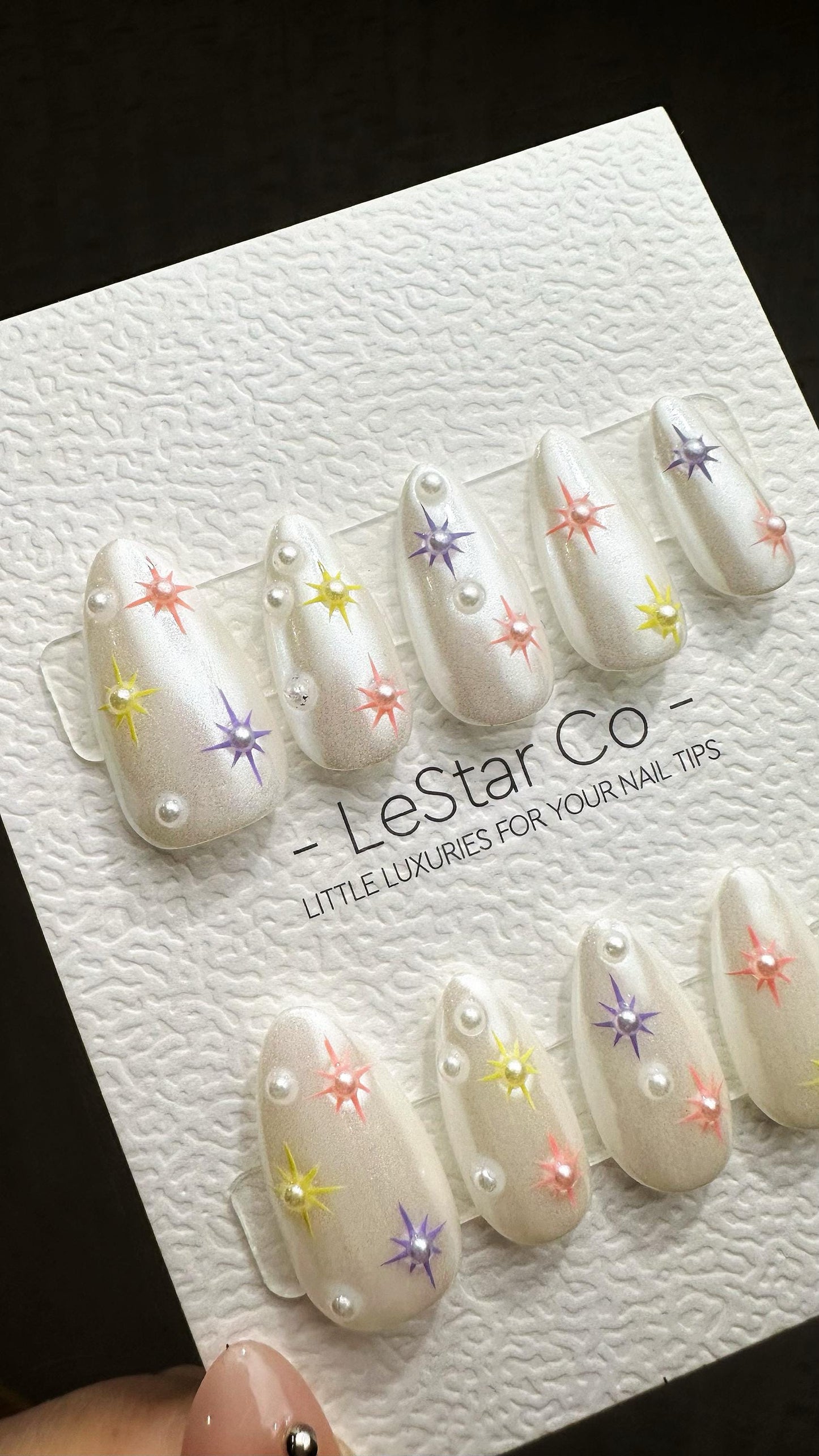 Reusable Stardust Serenade| Premium Press on Nails Gel | Fake Nails | Cute Fun Colorful Gel Nail Artist ML839