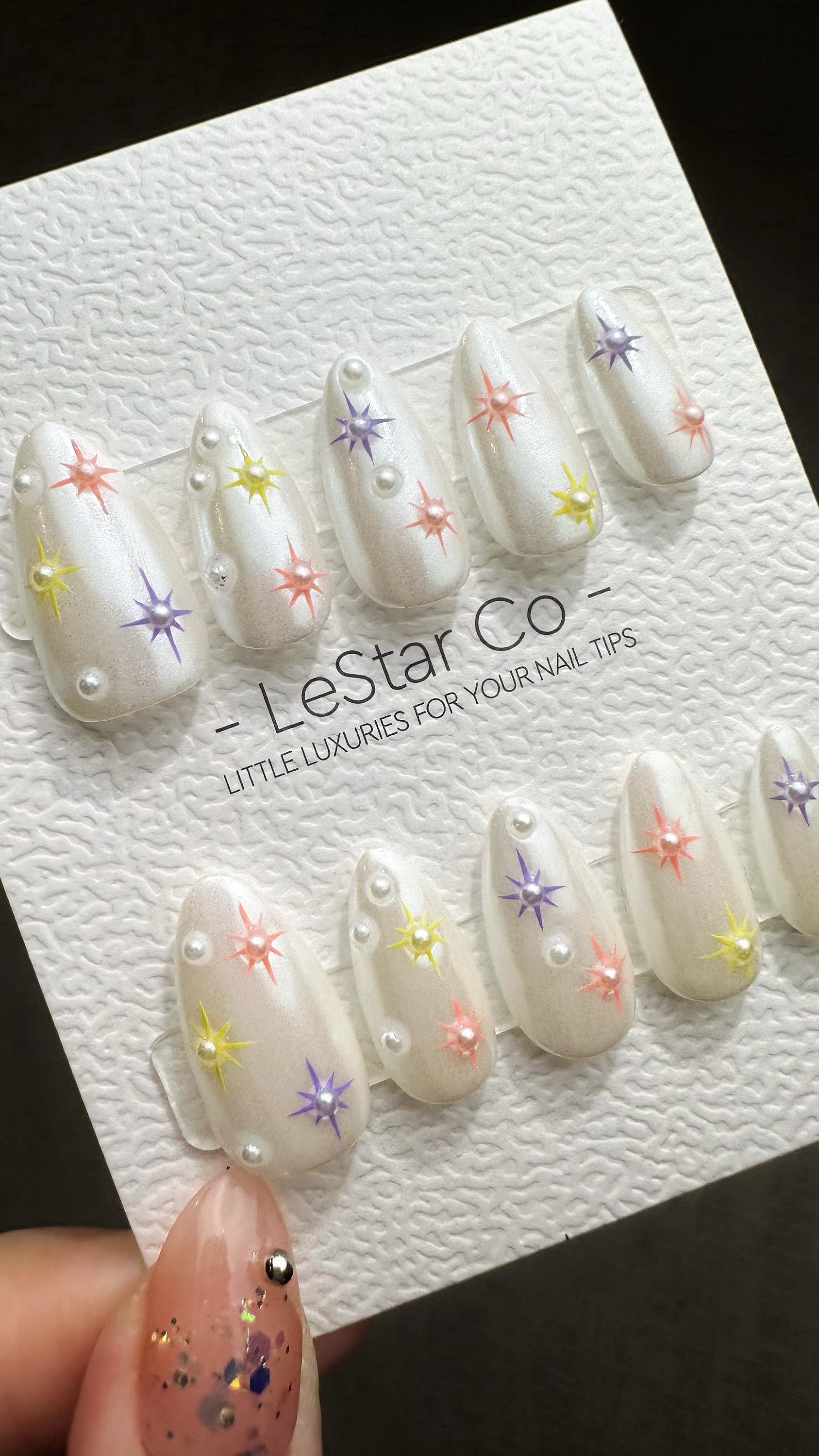 Reusable Stardust Serenade| Premium Press on Nails Gel | Fake Nails | Cute Fun Colorful Gel Nail Artist ML839