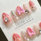 Reusable Pink Bow-tique | Premium Press on Nails Gel Hand Painted Pressons Customizable Gel Nail Artist faux nails ML840