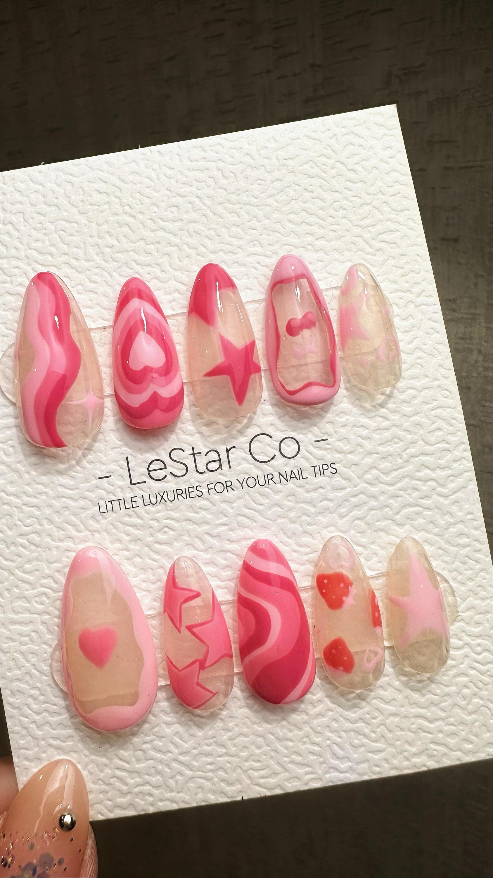 Reusable Valentine's Whimsy| Premium Press on Nails Gel | Fake Nails | Cute Fun Colorful Gel Nail Artist ML842