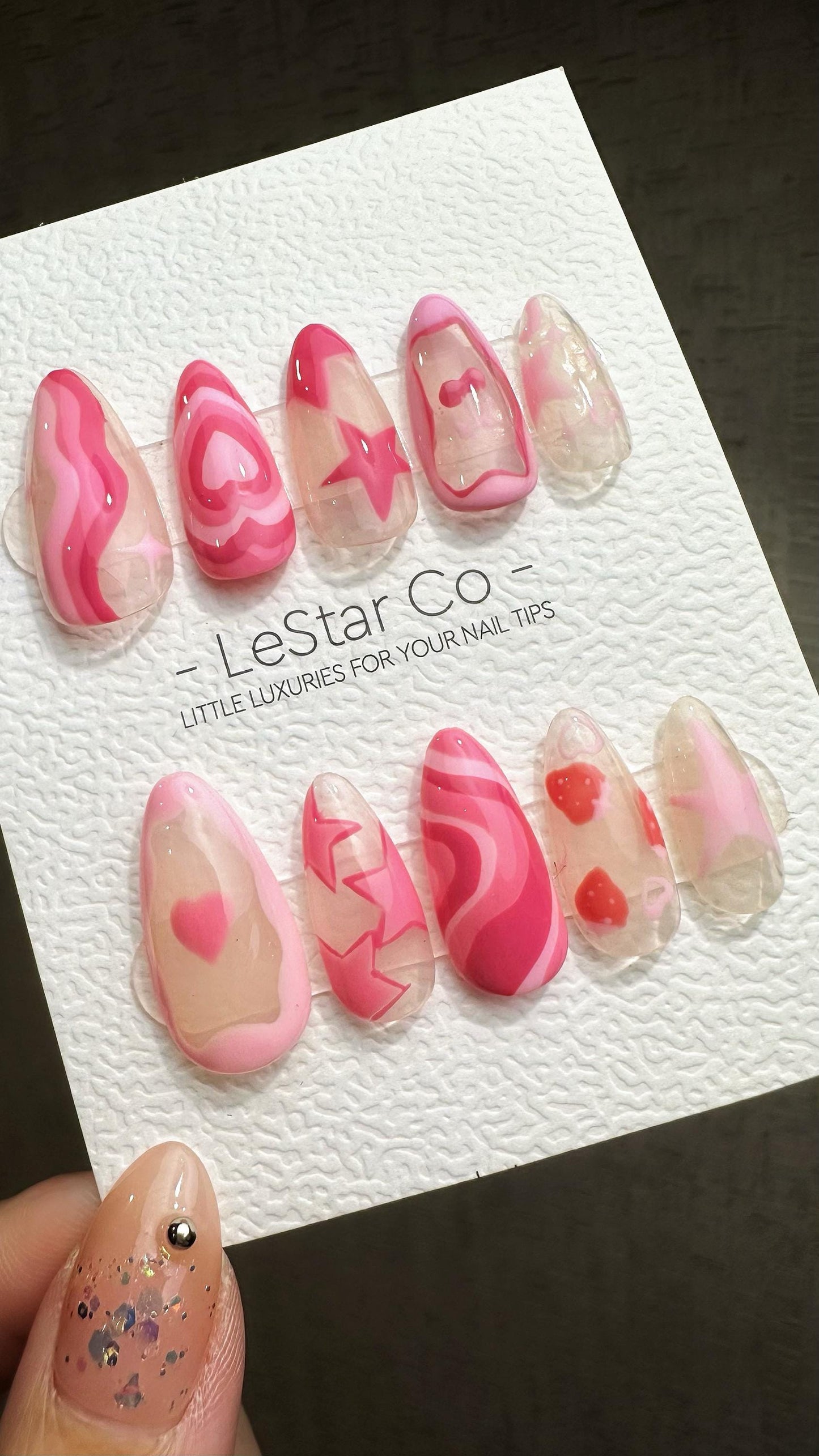 Reusable Valentine's Whimsy| Premium Press on Nails Gel | Fake Nails | Cute Fun Colorful Gel Nail Artist ML842