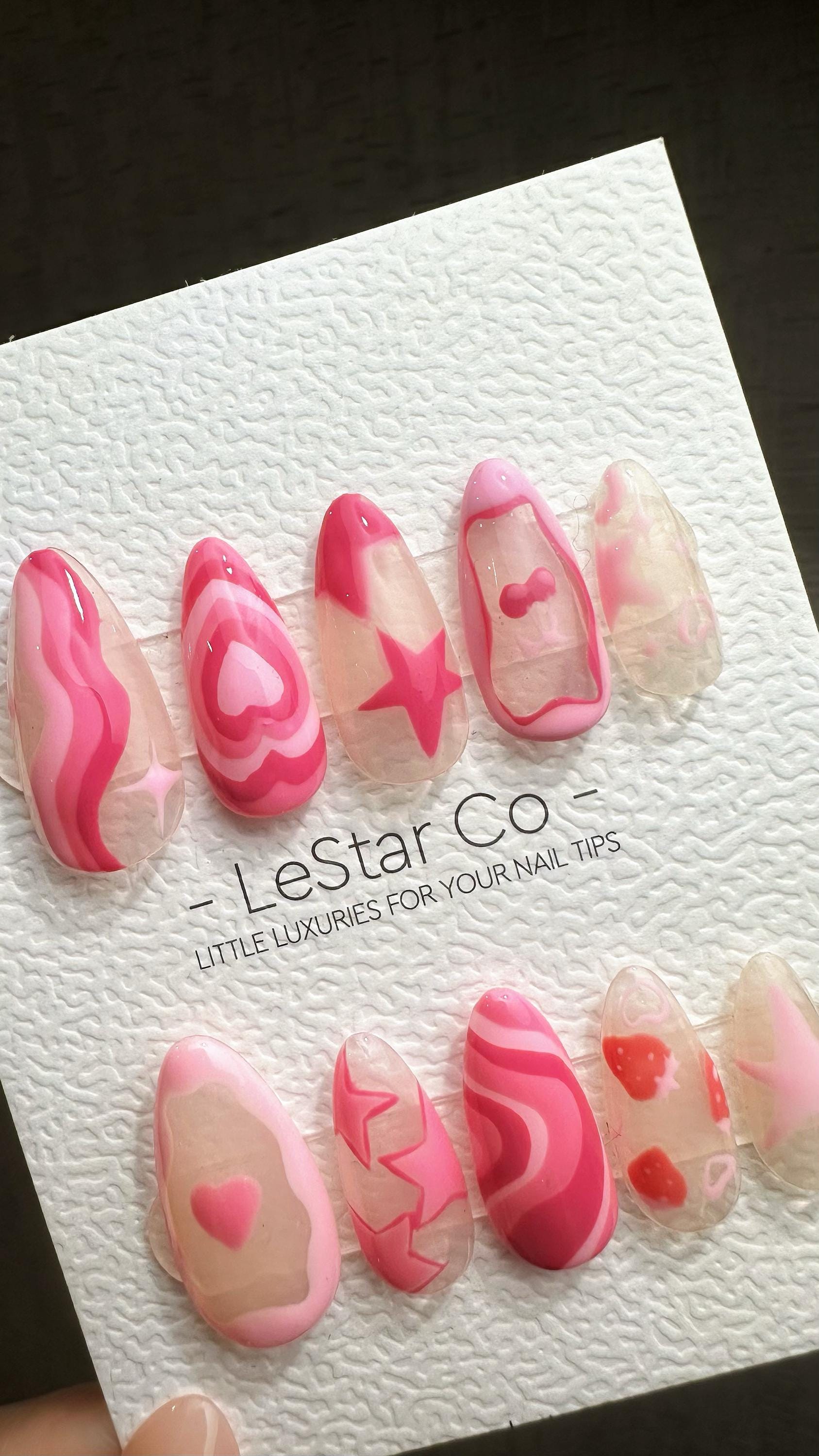 Reusable Valentine's Whimsy| Premium Press on Nails Gel | Fake Nails | Cute Fun Colorful Gel Nail Artist ML842