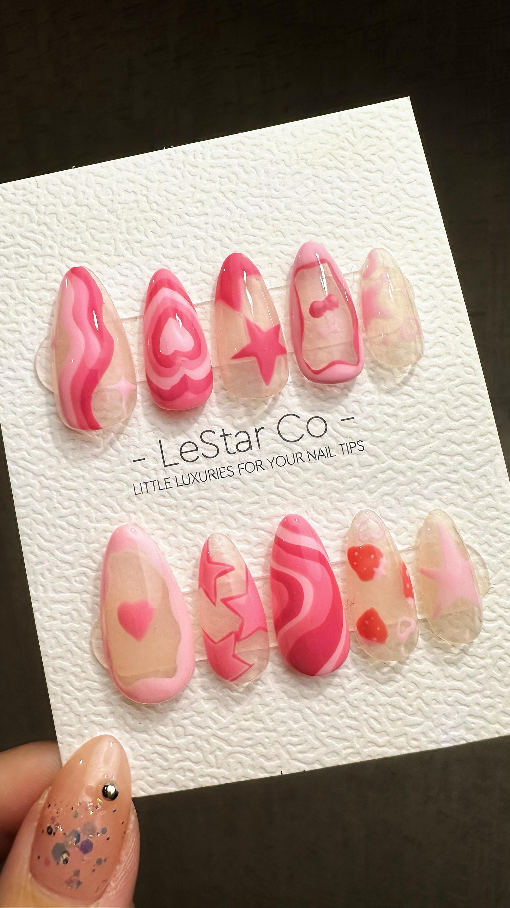 Reusable Valentine's Whimsy| Premium Press on Nails Gel | Fake Nails | Cute Fun Colorful Gel Nail Artist ML842