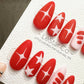 Reusable Stellar Scarlet Stripes| Premium Press on Nails Gel | Fake Nails | Cute Fun Colorful Gel Nail Artist ML843