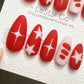 Reusable Stellar Scarlet Stripes| Premium Press on Nails Gel | Fake Nails | Cute Fun Colorful Gel Nail Artist ML843