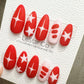 Reusable Stellar Scarlet Stripes| Premium Press on Nails Gel | Fake Nails | Cute Fun Colorful Gel Nail Artist ML843