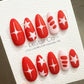 Reusable Stellar Scarlet Stripes| Premium Press on Nails Gel | Fake Nails | Cute Fun Colorful Gel Nail Artist ML843