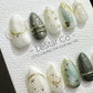 Reusable Frosted Emerald Elegance| Premium Press on Nails Gel | Fake Nails | Cute Fun Colorful Gel Nail Artist QN846